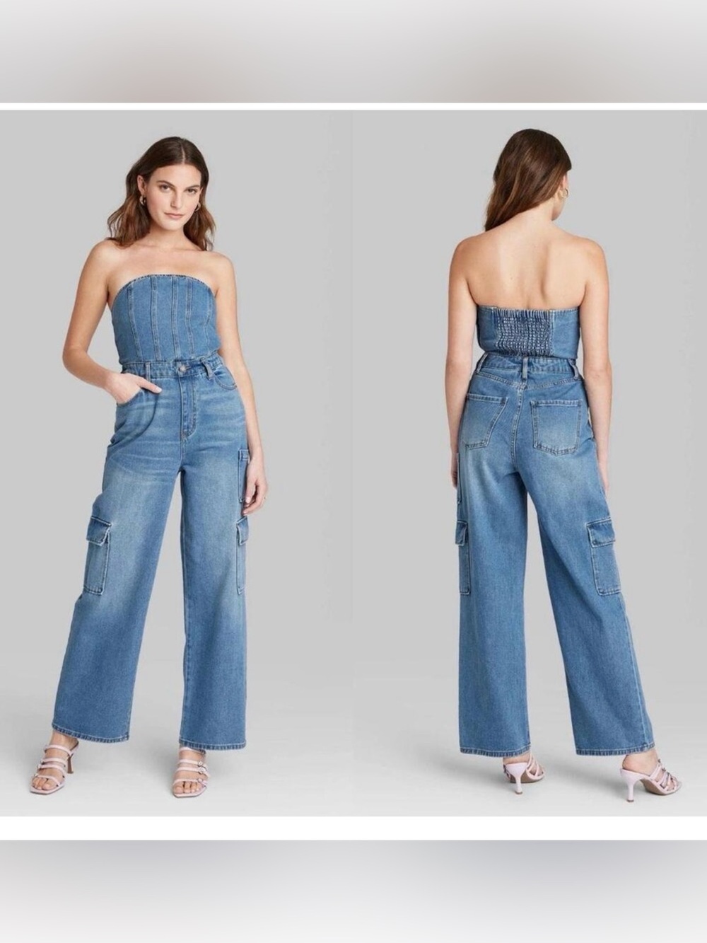 Wild Fable strapless denim jumpsuit